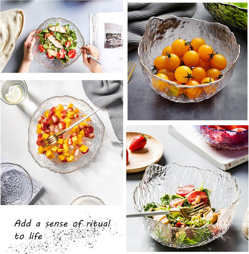 TOSSOW Glass Salad Bowl Irregular Shape Serving Bowls, 25 oz Pyrex Mixing Bowls for Kitchen Prep, Fruit, Snack, Dessert, and Candy Dishes or Nut B...