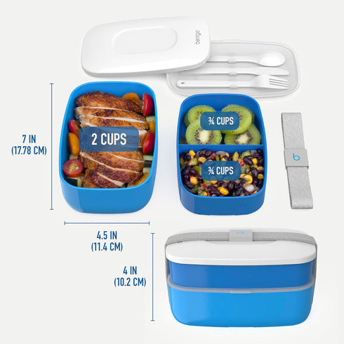 Bentgo Classic - Adult Bento Box, Stackable 3-Compartment Lunch Box with Removable Utensil Set and Sealing Strap, BPA-Free, Food Container Ideal f...