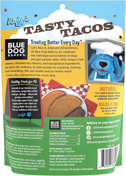 Blue Dog Bakery Natural, Ruffy's Food Truck Tasty Tacos Soft and Chewy Dog Treats, Made in USA, (1) 12-Ounce Bag...