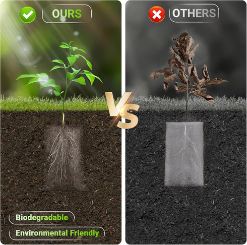 Plant Nursery Bags, 200PCS 3.5"x4.7" Non-Woven Plant Seeding Grow Bags, Vegetables Fabric Seedling Bag Pots Planting Transplant Grow Pouch Home Ga...