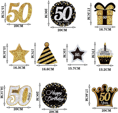Blulu 50th Birthday Party Foil Hanging Swirls Decorations Ceiling Glitter Celebration 50th Hanging Swirls Cutouts Ornaments for Men Women 50 Years...