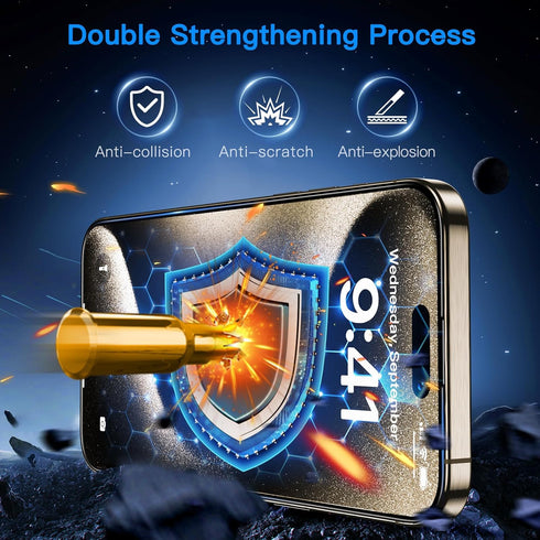 Uyiton Anti-Blue Light for iPhone 15 Pro Screen Protector - Unbreak-Glass Easy Fit Full Coverage Case Friendly Scratch Resistance 9H Tempered Glas...