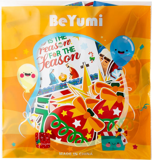 BeYumi 96Pcs Jesus is The Reason for The Season Cutouts Bulletin Board Decoration Set Christmas Nativity Christian Faith Religious Sunday School C...