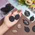 PH PandaHall 24pcs 30x40mm Pendant Trays for Jewelry Making Black Oval Blank Bezel Pendant Trays Settings and Glass Cabochon Memorial Photo Charms...
