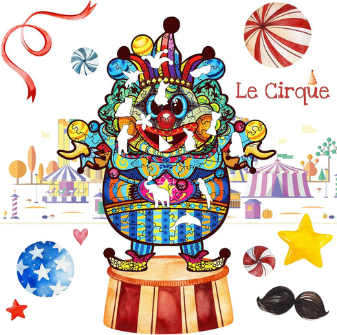 Wooden Jigsaw Puzzles,Unique Shaped Jigsaw Puzzles, Jigsaw Puzzles for Adults,Wood Cut Puzzles,Animal Shaped Puzzles,Colorful Puzzle Clown Best Gi...
