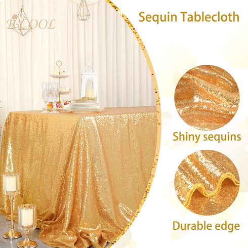B-COOL Rectangle Sequined Table Cloth Gold Sequin Tablecloth Glitter Tablecloth Sequin Wedding Decoration Christmas Tablecloth 50x50 inch...