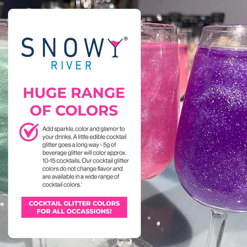 Snowy River Edible Pink Cocktail Glitter - All Natural Edible Beverage Glitter for Cocktails, Wine, Champagne & Soda, Perfect for Parties or Dusti...