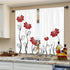 Riyidecor Red Flower Kitchen Curtains for Christmas 27.5x39 Inch Floral Petals Rod Pocket Leaves Lines Woman White Plant Printed Living Room Bedro...