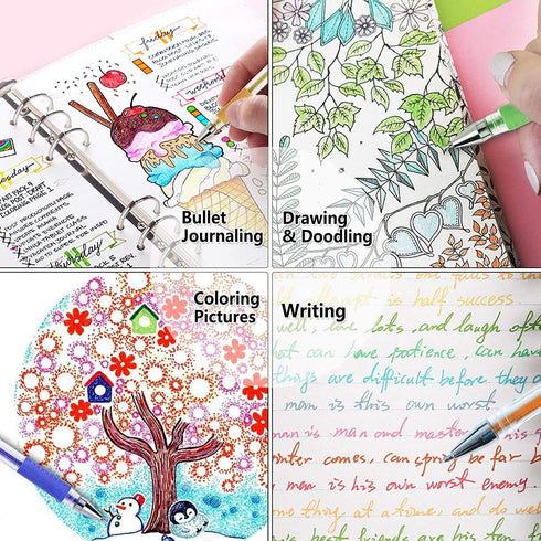 24 Coloring Glitter Gel Pens come with 24 Free Matched Refills, Artist Drawing Pens, for Adult Coloring Sketching Doodling Writing...