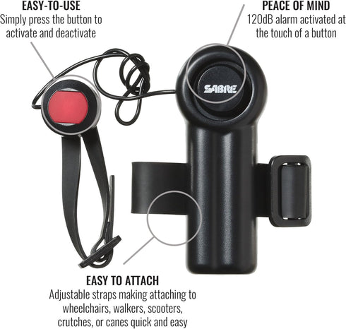 SABRE PA-MDA Mobility Device Alarm with LOUD 120 dB Emergency Panic Button - Great for Walkers, Wheelchairs, Beds or Anywhere where a Call for Hel...