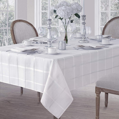 Newbridge 60 x 84 Inch Oval Fabric Tablecloth, Elegance Plaid, 100% Polyester, No Iron Soil Resistant Dining Room, Party and Banquet Table Cover, ...