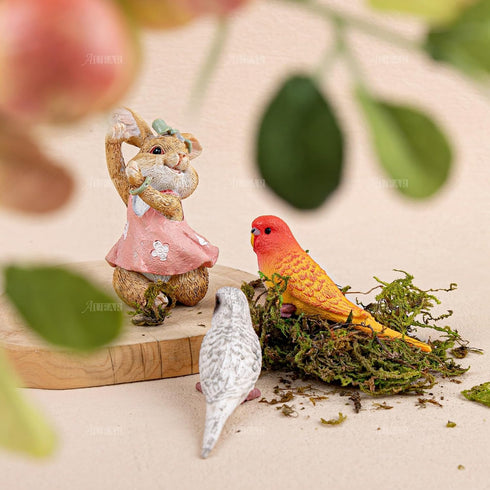AUEAR, 4 Pack Bird Decorative Figurines Mini Fake Parrot Ornaments Simulated Parakeet Model for Home Garden Decoration...