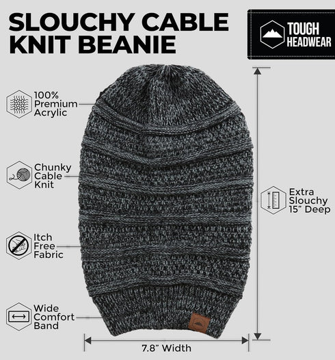 Tough Headwear Slouchy Beanie Hats for Women, Oversized Mens Beanie Hat, Knitted Beanie, Running Gear for Men,Womens Fall Hat...
