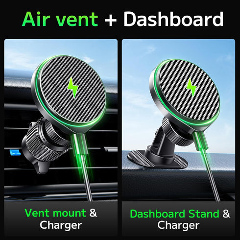 Qifutan for 15W Magsafe Car Charger Fast Charging Automotive Ultra Magnetic Car Phone Holder Dashboard Vent Wireless Car Charger Fits for iPhone 1...