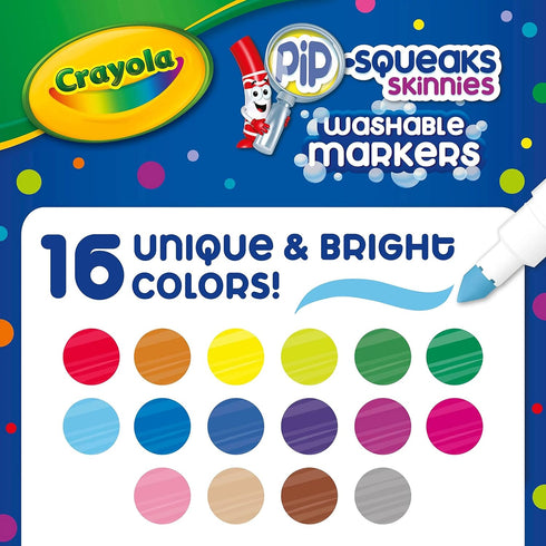 Crayola Washable Pip Squeaks Skinnies Markers, 16 Count, School Supplies, Gifts for Boys and Girls...