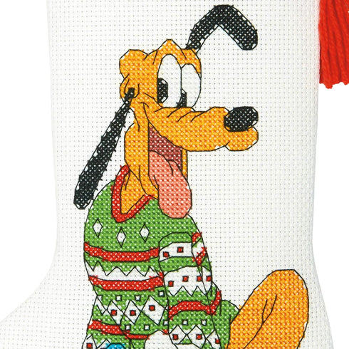 Dimensions Pluto Christmas Stocking Counted Cross Stitch Kit for Beginners, 14 Count White Aida Cloth, 10''L...