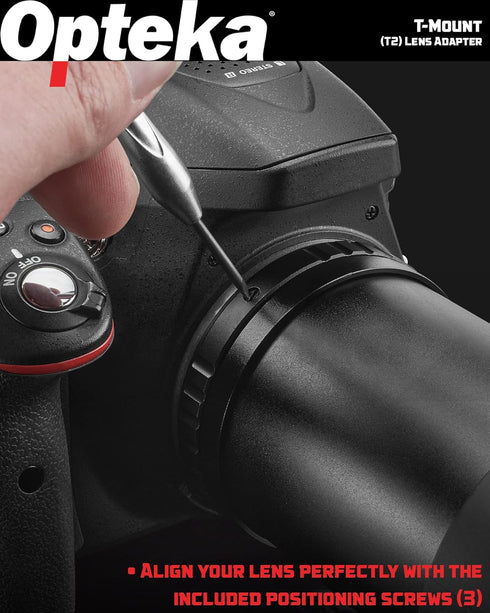 Opteka T-Mount (T2) Adapter Compatible with Nikon D5, D4, D3X, D3, D810, D800, D750, D500, D610, D600, D300, D7200, D7100, D5500, D5300, D5200, D5...