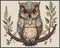 Posterizer 1 pcs- Cute blue and white owl sitting on a tree-Art for Animal Lovers-Floral Botanical Art- Gift for Men Women Teens-Decor for Home &...