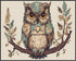 Posterizer 1 pcs- Cute blue and white owl sitting on a tree-Art for Animal Lovers-Floral Botanical Art- Gift for Men Women Teens-Decor for Home &...