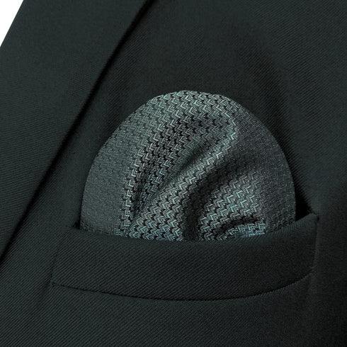 S&W SHLAX&WING Mens Tie Dark Gray Charcoal Gray Matching Pocket Square Only...