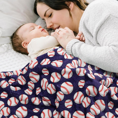 Vansolinne Baseball Blanket for Boys Super Soft Fleece Infant Blanket with Dotted Backing Double Layer Newborn Toddler Blankie for Nursery Strolle...
