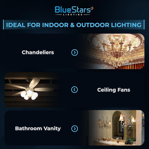 BlueStars 12-PACK B10 E12 LED Bulbs DIMMABLE 4W 2700K Warm White Light, 40W Equivalent, E12 Candelabra Base B10/B11 Bullet Shape 440 lumens for Ce...