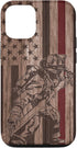iPhone 13 Wood Fireman American Flag Thin Red Line US Firefighter Gift Case...