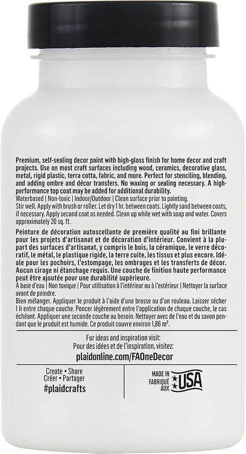 FolkArt, Wicker White One Assorted 8 fl oz / 236 ml Brilliant Gloss Acrylic Paint For Easy To Apply DIY Crafts, Art Supplies With A Glossy Finish,...