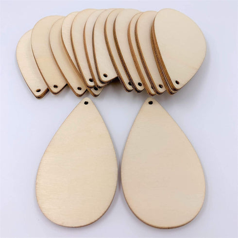 NUO RUI Unfinished Wood Teardrop Earring Pendant 2 1/2" x 1 3/8" Blanks Laser Cut Jewelry Shapes 25 Pieces...
