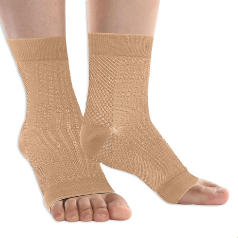 1 Pack Compression Plantar Fasciitis Socks Ankle Compression Sleeve Heels Arch Supports & Heel Pain Relief Ankle Supports for Men and Women (Beige...