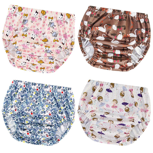 Joyo roy 4Pcs Plastic Diaper Covers for Girls Plastic Underwear for Potty Training Underwear for Girls Toddler Rubber Pants for Babies and Toddler...