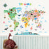 DECOWALL SG2-1615S Animal World Map Kids Wall Decals Wall Stickers Peel and Stick Removable Wall Stickers for Kids Nursery Bedroom Living Room (La...