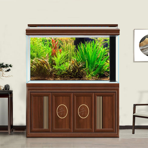 Aquarium Background Aquatic Plant River Bed & Lake Fish Tank Background Undersea Tropical Green Aquatic Plant Terrarium Background Decor Vinyl 24x...