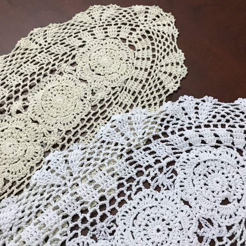 Hetao 12x35 100% Cotton Handmade Crochet lace Table Runners Oblong Tablecloth Doilies Doily,Beige...