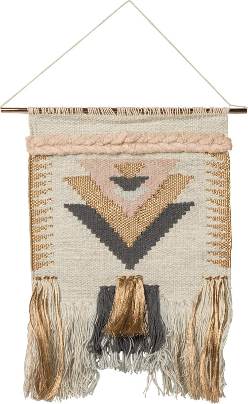 Primitives by Kathy Allure Hand Woven Wall Hanging, 12"" x 19"", Pink/Grey (39856)...