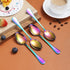 Rainbow Teaspoons 6.5" Set of 4, Berglander Stainless Steel Titanium Plating Shiny Mutil-Color Tea Spoons Silverware, Colorful Tea Spoon Small Des...