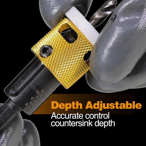 1/8"x3/8" Carbide Tipped Countersink Drill Bits with Low Friction Depth Stop, 1/4" Quick Change Hex Shank Countersink Drill with Replaceable HSS P...