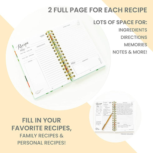 Blank Recipe Book To Write In Your Own Recipes - Recipe Notebook, Hardcover Recipe Journal Keepsake Cookbook for Organizing Favorite Family Recipe...