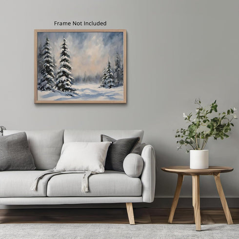 Posterizer 1 pcs-snowy jungle in winter in oil painting style-11-Landscape & Nature Art-Living Room Bedroom Decor- unframed wall art...