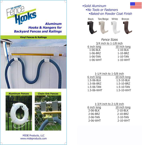 1.5-10-BRZ Slip-on Fence Hooks, Pair, Bronze...
