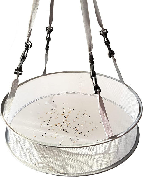 19" Seed/Shell Catcher for Bird Feeders Platform 19 x 19 x 4 inches Birdseed Hoop Outdoor Garden Hanging Tray (White)...