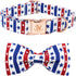 Elegant little tail Independence Day Dog Collar, American Flag Bowtie Dog Collars 4th of July American Pet Gift Adjustable Soft Puppy Collar for L...