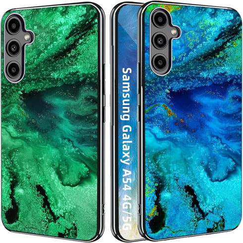 Samsung Galaxy A54 Case, Slim Fit Blue Watercolor Glow in The Dark Hybrid Hard PC Soft TPU Bumper Shockproof Drop Protective Women Men Phone Cover...