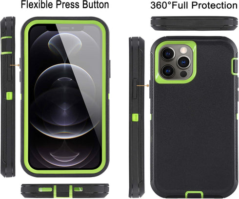 Case for iPhone 12 Pro Max Case 6.7" with 2 Screen Protector, Full Body Rugged Heavy Duty Military Grade Cover, Shockproof Drop-proof Protection D...