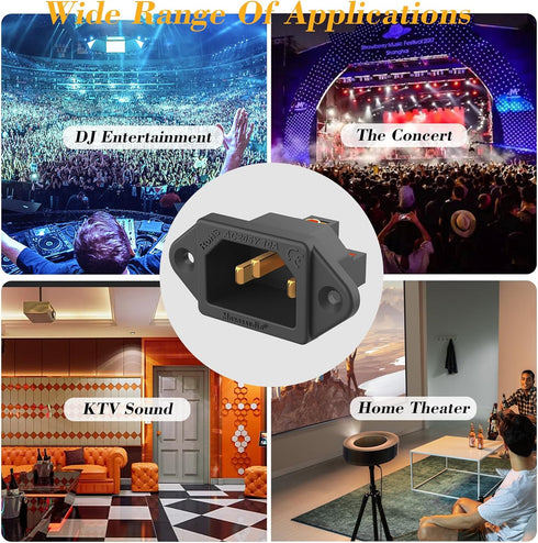 Monosaudio Gold Plated AC Power Socket 250V 10A IEC 320 C14 Panel Mount Plug Adapter Power Connector Socket Screw Mount 3 Pins Inlet Male Power Pl...