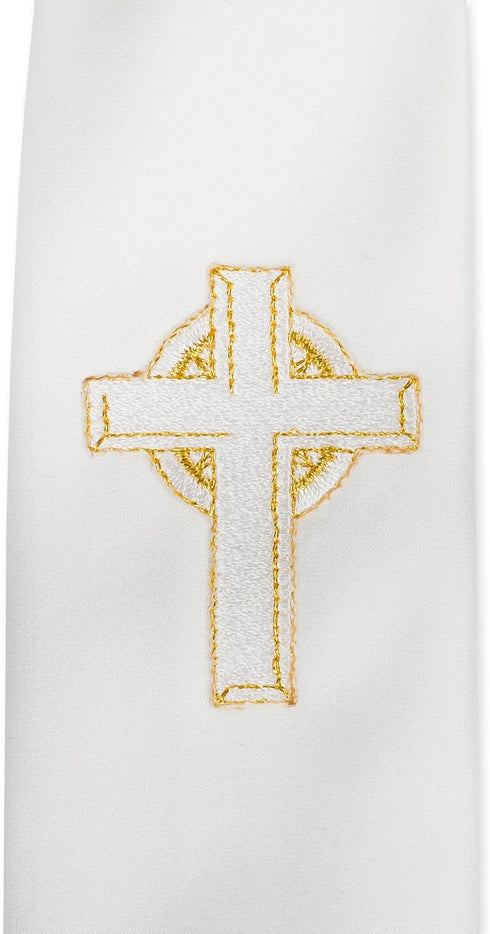 Boy's First Communion Tie with Gold Embroidered Cross...