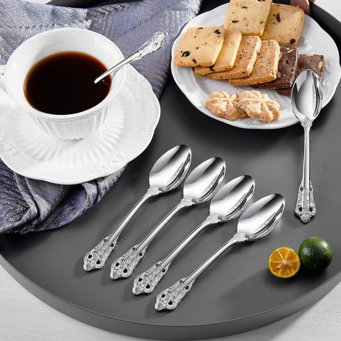 KEAWELL Luxurious 5.1-Inch Espresso Spoons Set - 6 Pieces - Mini Coffee Spoon, 18/10 Stainless Steel - Gorgeous Design with Exceptional Mirror Pol...