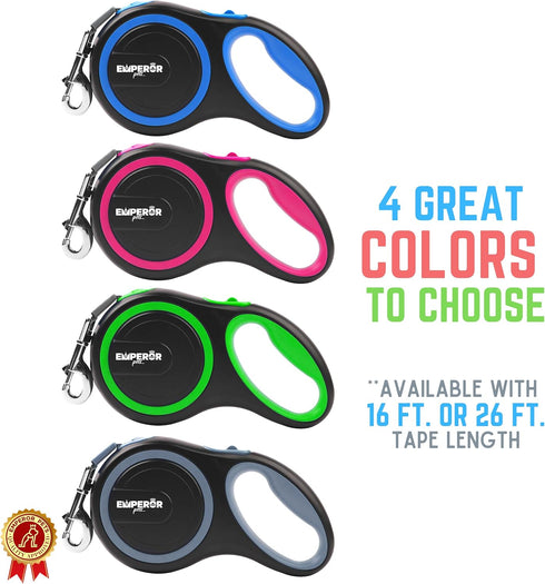 Emperor Pets 16 Feet Retractable Dog Leash Large Dogs - Up to 110lb, Large Dog Leash Heavy Duty Dog Leash Retractable 26 ft, Dog Leashes for Large...