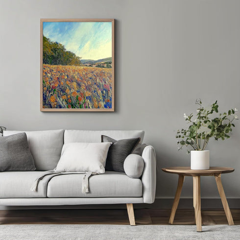 Posterizer 1 pcs-oil painting style-vibrant field with flowers-classics inspired 3-Landscape & Nature Art-Vintage Art-Gift for Art Lovers- unframe...