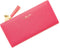 SUMGOGO Slim Wallet for Women Long Tassel Zipper Clutch Purse Handbag Card Case Wallet (rose red)...